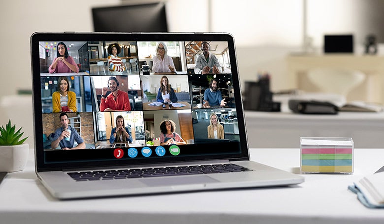 workplace flexibility video call laptop story image    