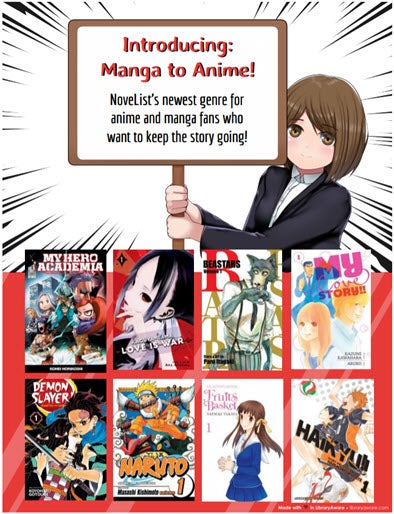 New genre in NoveList: Manga to anime!