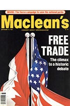 封面：麥克林 Macleans 雜誌 -1985年9月