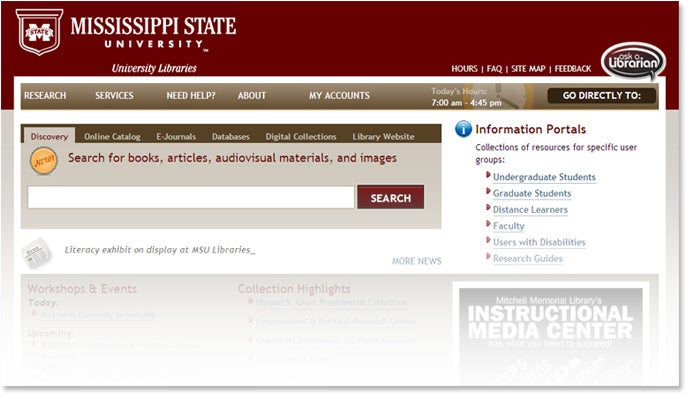 mississippi state university homepage screenshot   