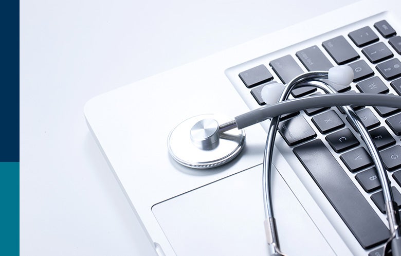 stethoscope laptop bars medical image    